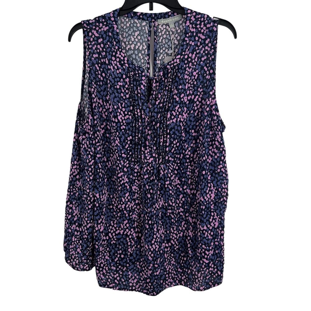 Daniel Rainn 1X Black Pink Grey Blouse‎ Sleeveless New